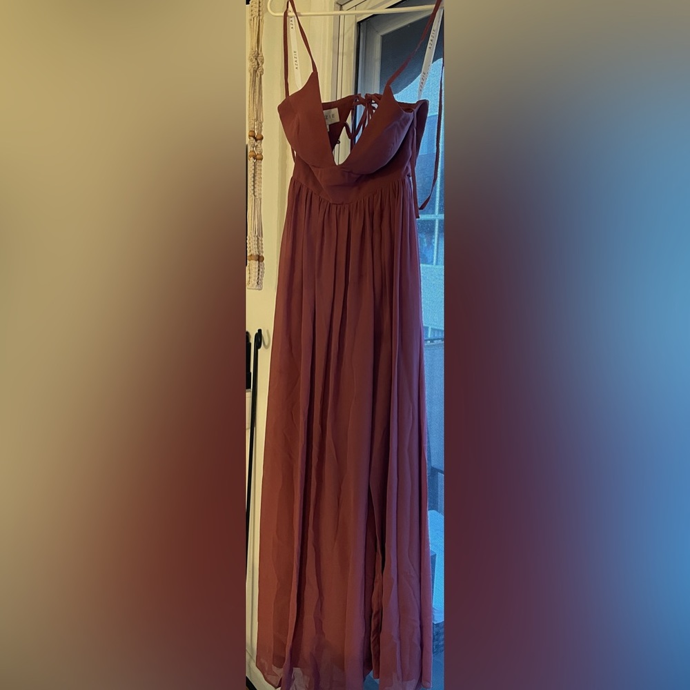 Azazie Aaida bridesmaid dress in color desert rose
